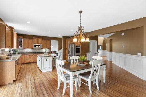 Bamboo hardwood floors throughout main level for durability and elegance.
