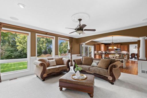 Soaring wall-to-ceiling windows capture every ray of sunlight, enhancing the homeâs open feel and showcasing beautiful views year-round.