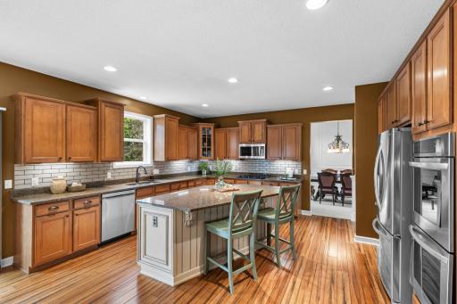 Tons of counter and cabinet space throughout.