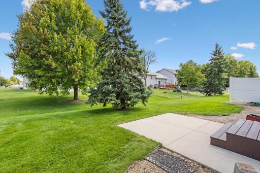 Nice and private yard all year with the nice pine trees.