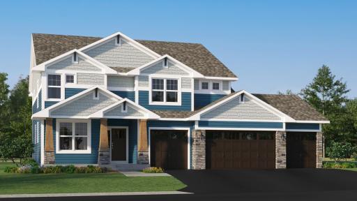 (Exterior rendering, actual homes finishes will vary) The Washburn has a stunning exterior.