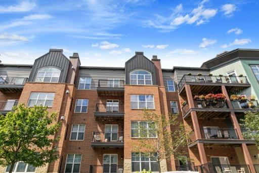 Looking up at the patio for this unit from street level.