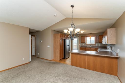 Looking into the kitchen from the dining area