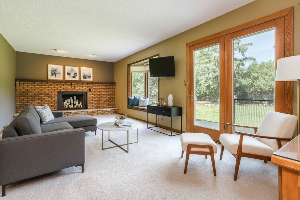 Main level family room: Virtually Staged