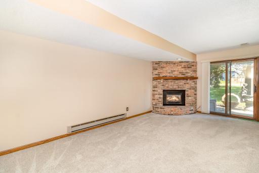 Great lower level family room with fireplace