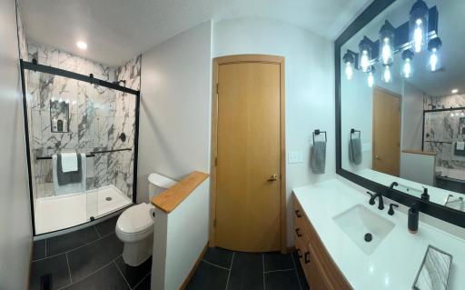 panoramic view of main floor bath - it's been professionally remodeled and it's beautiful!