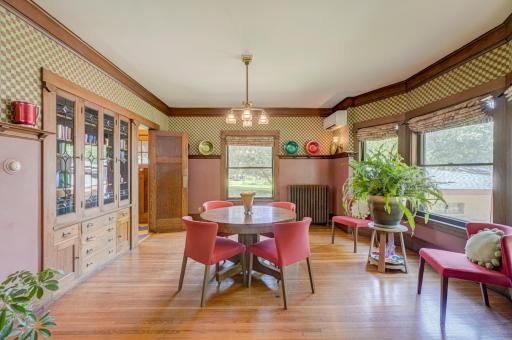 Entertain easily in this large dining room with bay window.