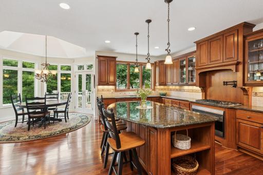 A large center island with seating and storage