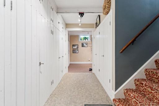 Lower level with storage and cedar closet