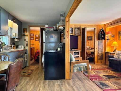 A shot of the cabin's interior from the entryway.