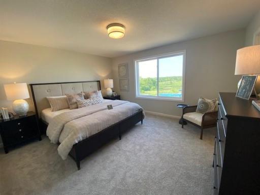 Virginia Large Primary bedroom. Photos taken from model of similar floor plan. Photos may not depict actual home plan configuration. Features/materials/finishes shown contain options that are not included in price.