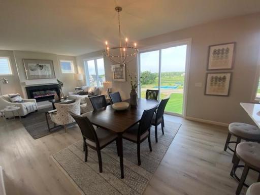 Spacious dining room and large patio door.