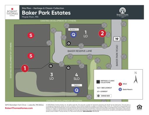 Baker Park Site plan, lot#4, Virginia A, under construction. Baker Park Estates in Maple Plain, hurry limited homes available! Get settled this summer before school starts back up! Orono School District!