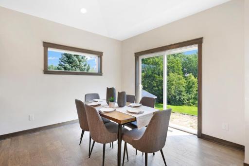 Dining room with patio door leading to a future deck