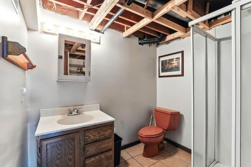Lower-level 3/4 bath designed for comfort and everyday convenience.