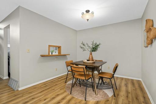 Dining room with kitchen pass-through window
