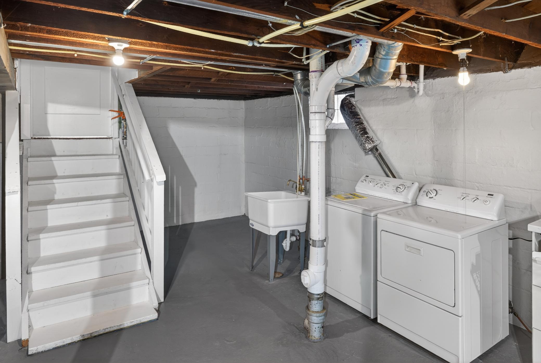 The lower level has been fully painted. The washer and dryer to stay with home along with the folding table.