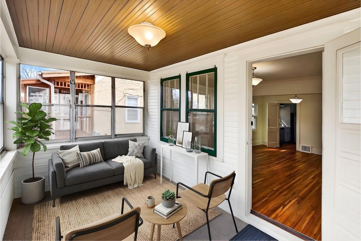 Just imagine relaxing out here on your porch. Digitally staged.