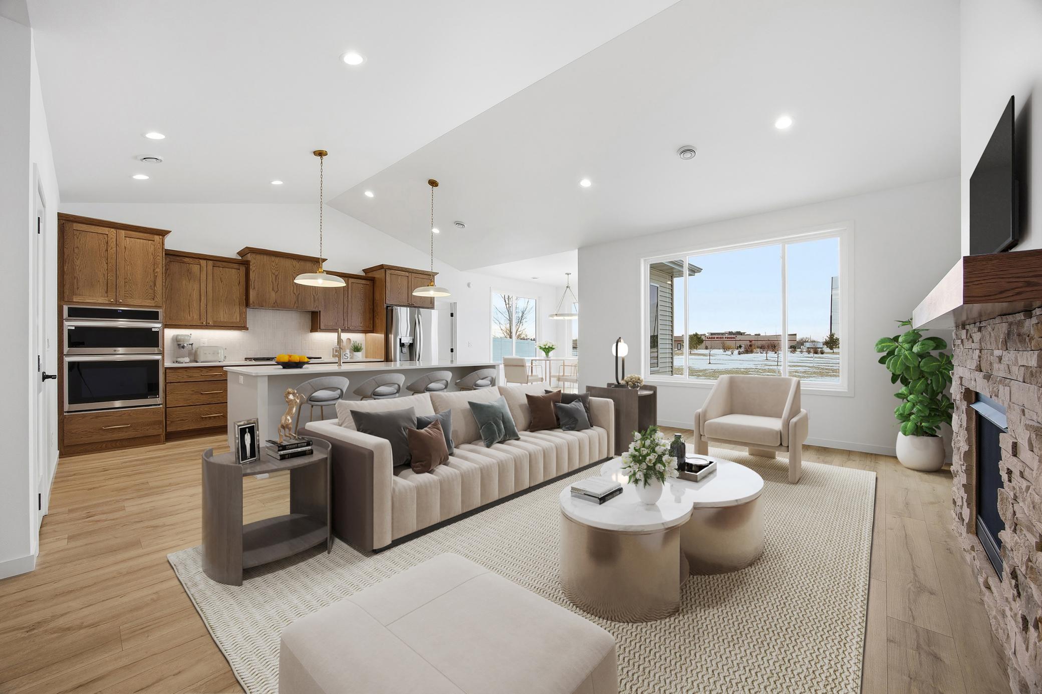 Virtually Staged Living + Kitchen