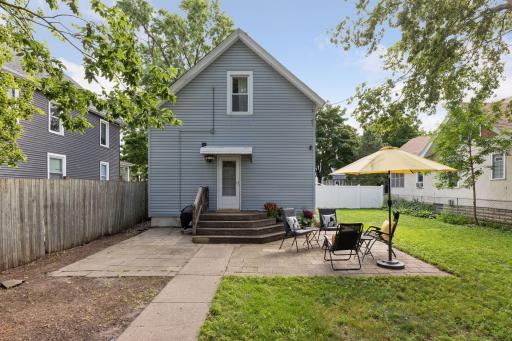 Step outside to a private backyard with a large patio