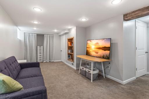 Lower-level flex room offers space for a family room, bedroom (with egress window), gym, or hobby space.