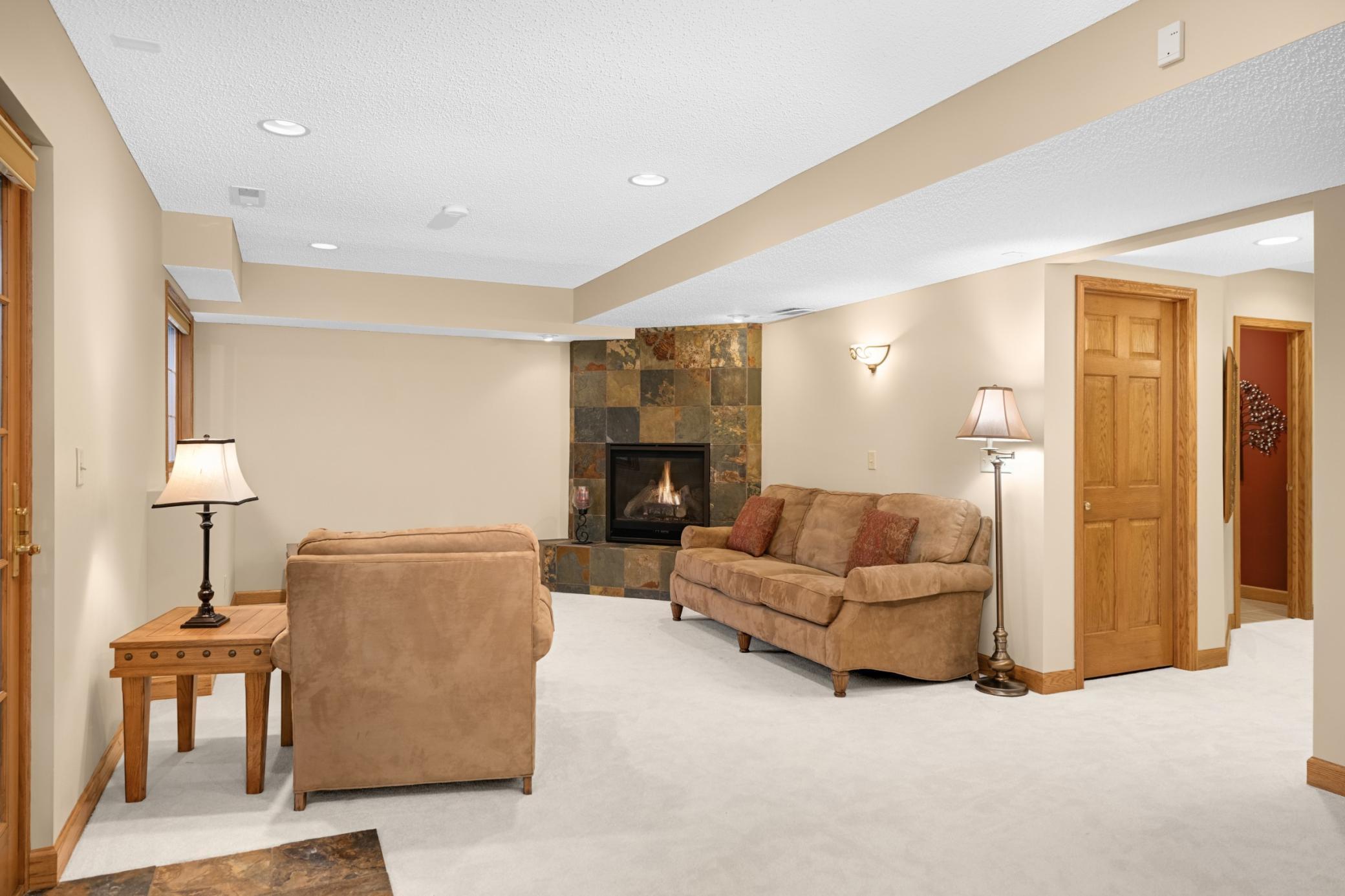 Lower level Gas Fireplace in Family Room