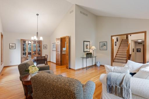 Marin Floor Living Room flows into Dining Room