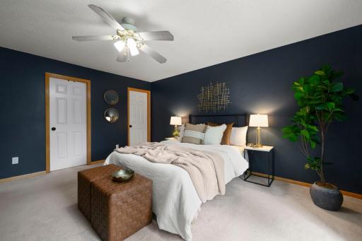 The primary bedroom features and private 3/4 bathroom.