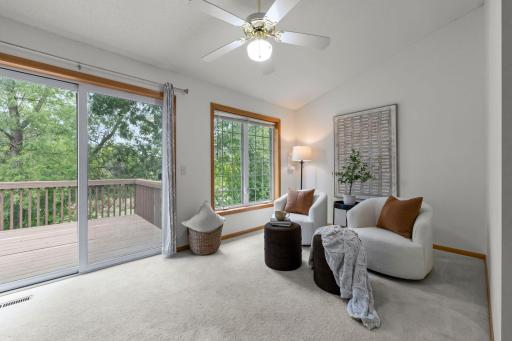 The sun room will be your new favorite room to sip your morning coffee and your evening wine. There's plenty of nature outside to watch!