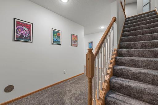 The lower level was partially finished last year with a wide hallway that leads to another bedroom and bathroom.