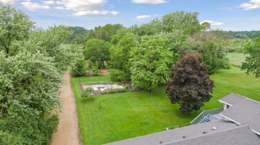 A Private, Level, Backyard Oasis! 6391 Centerville Rd - Aerial West Facing
