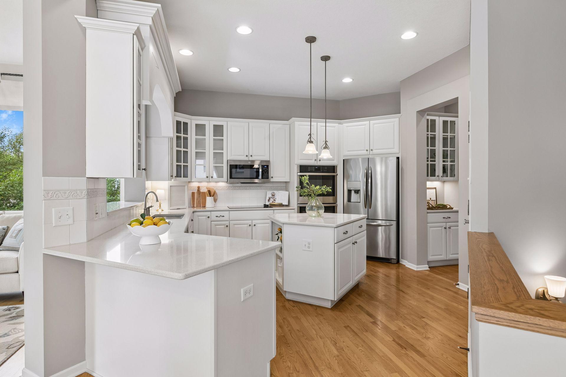 Large kitchen with butler's pantry and center island