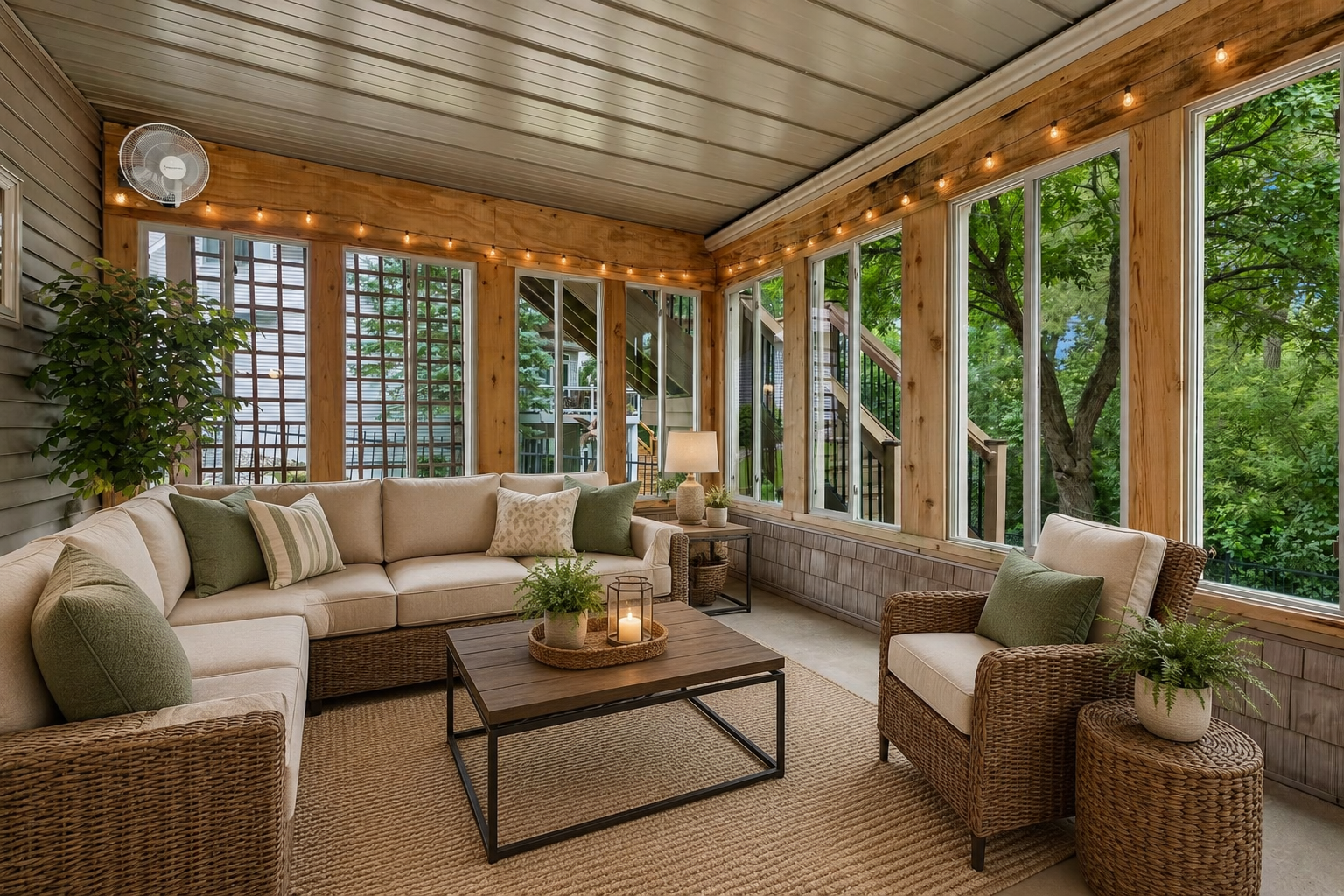 Lower Level 3-season porch virtually staged