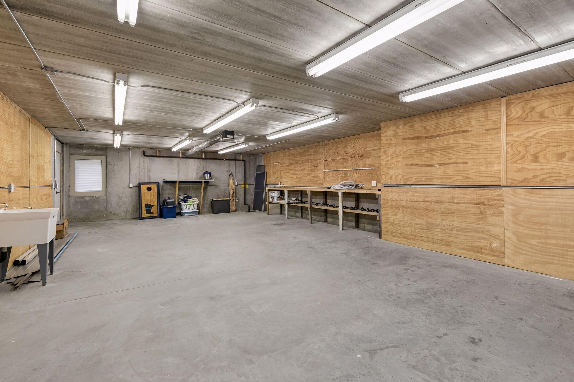Spancrete workshop under garage with heated floors