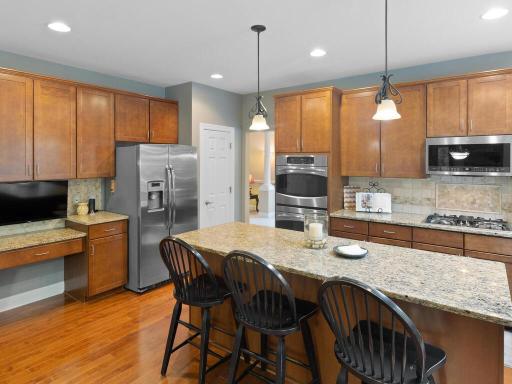 Stainless steel appliance including the double oven.