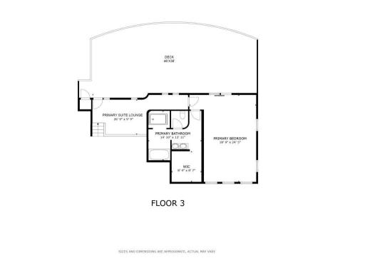 Upper Level Floor-plan - Potential double sided elevator location on corner of Penthouse Deck. Adjourn privately into the primary suite and publicly onto the Rooftop Deck.
