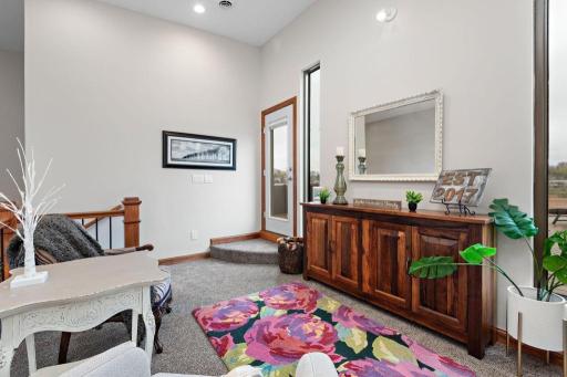 Love the idea of adding an Espresso Station to your private lounge. Guests can use the door at the top of the stairs to access the rooftop deck.