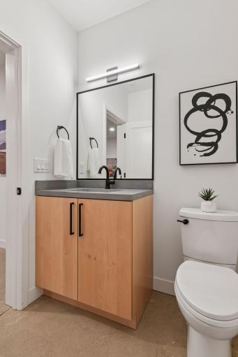 Lower level bath - quality and finishes repeated from the primary suite and seamless