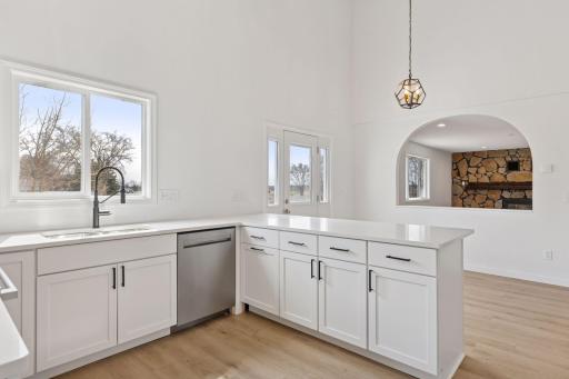 Updated cabinetry with quartz countertops