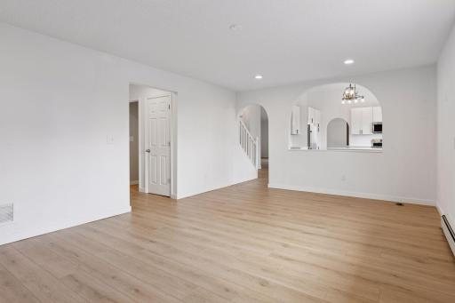 Family Room opens up to Dining and Kitchen