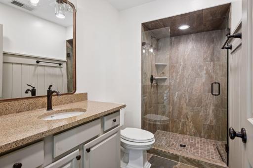 3/4 bath in lower level - walks out to pool