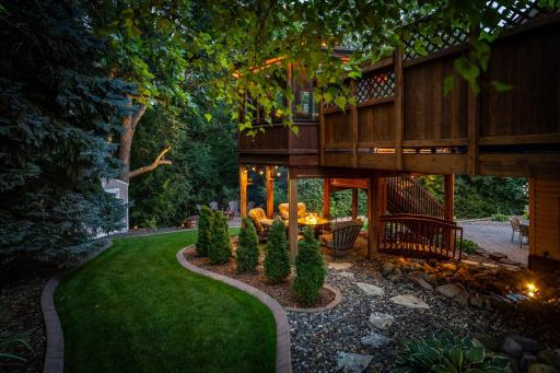 evening look at the beautifully landscaped yard