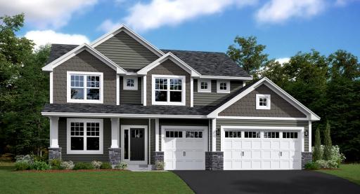 (Exterior rendering, actual homes finishes will vary) The Lewis has excellent curb appeal!