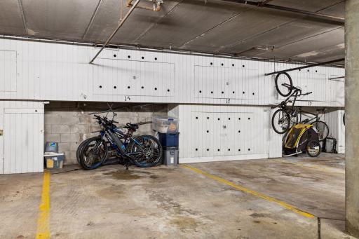 For added convenience, you have 2 parking spaces adjacent to one another in the heated garage with lots of storage cabinets.