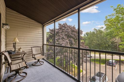 Enjoy the evenings on your private screened porch with new carpeting.