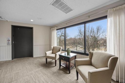 Sitting area outside the elevators on the 3rd floor.