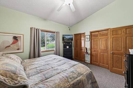 Oversized closet and high ceilings are an added touch.