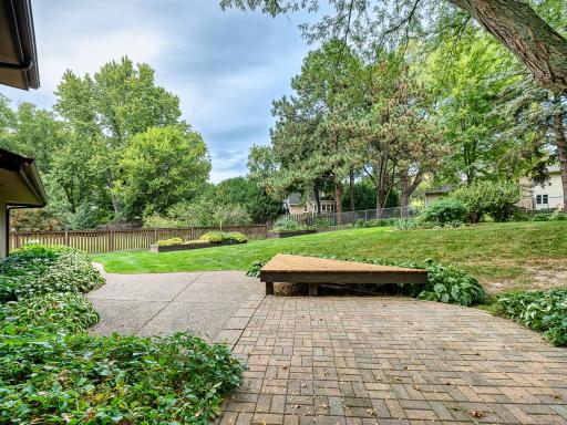The paver patio offers yet another outdoor living space.