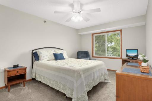 A tranquil ownerâs suite featuring a spacious 3/4 bath for convenience and privacy