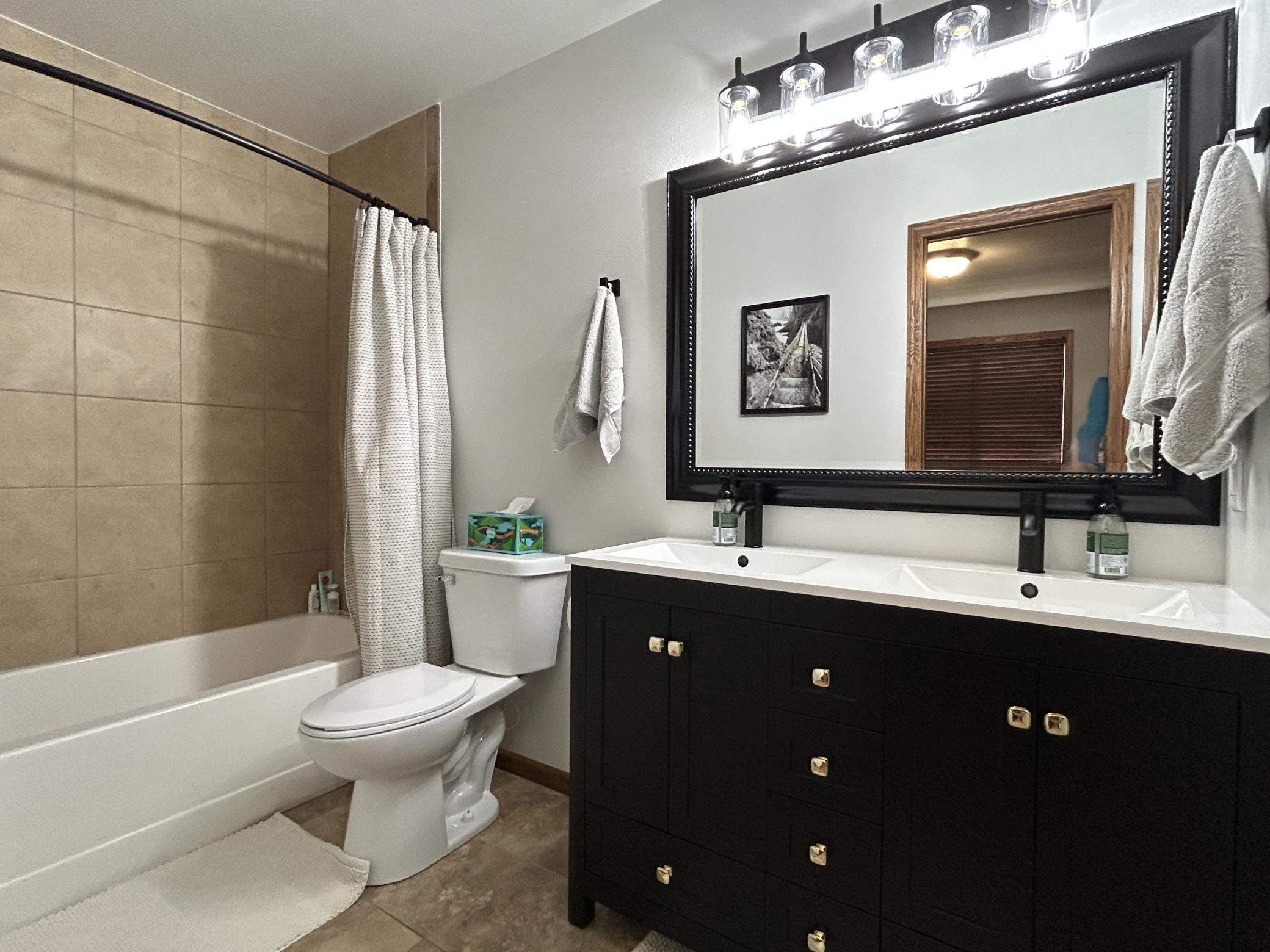 Master Bath Tile Shower And Twin Sinks.JPG